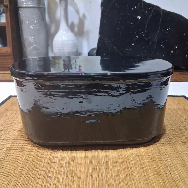 [BUNJANG] Antique Lacquered Wooden Tea Caddy with Lid / 골동차도구 엔틱 옻칠 뚜껑있는 합