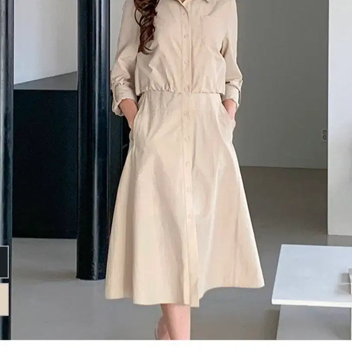[BUNJANG] Shirt Trench Long Dress / 새상품)셔츠 트렌치 롱 원피스