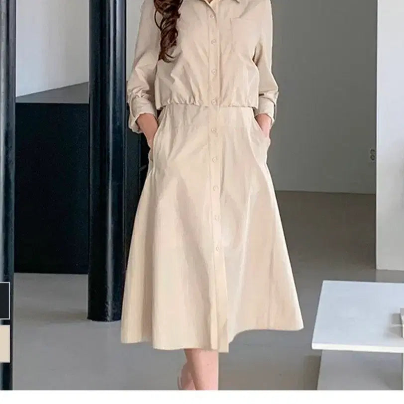 [BUNJANG] Shirt Trench Long Dress / 새상품)셔츠 트렌치 롱 원피스