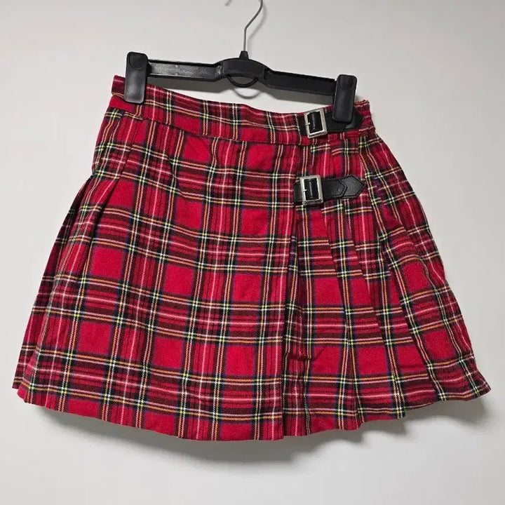 [BUNJANG] WEGO Red Tartan Check Pleated Mini Skirt / 위고 레드 타탄 체크 플리츠 스커트