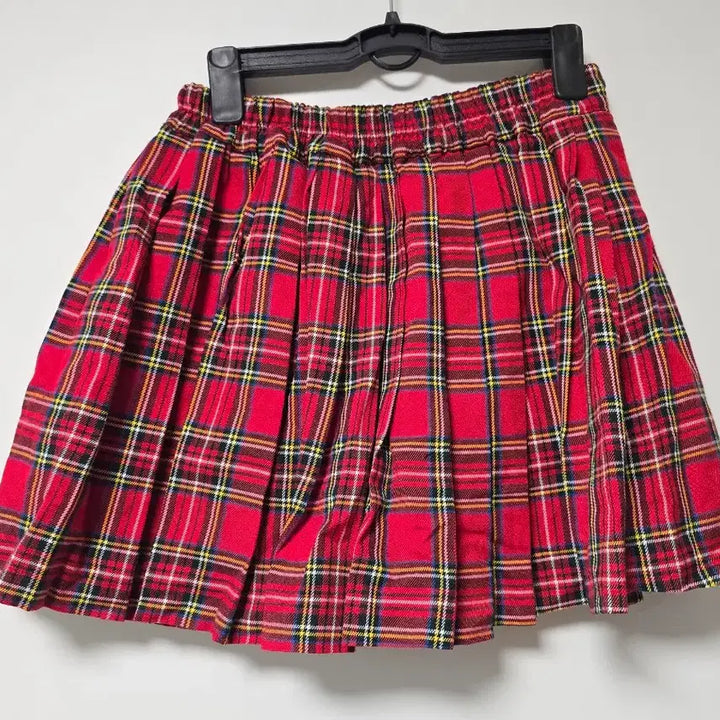 [BUNJANG] WEGO Red Tartan Check Pleated Mini Skirt / 위고 레드 타탄 체크 플리츠 스커트