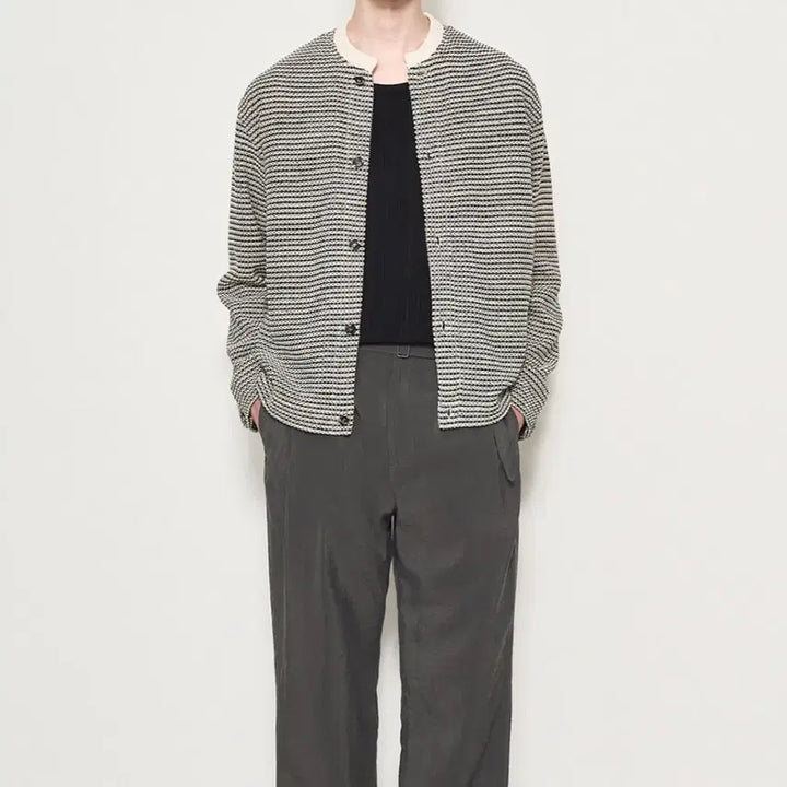 [SOLD OUT] 타임옴므 린넨 스트라이프 가디건 (25SS)