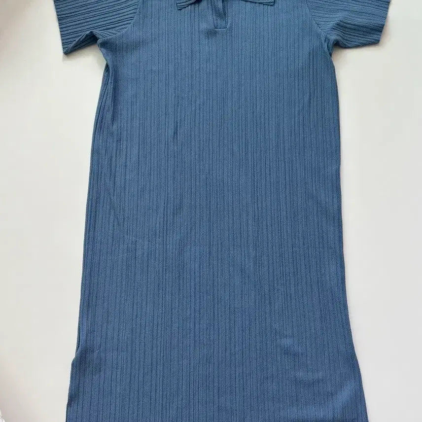[BUNJANG] Blue Pleated Short-Sleeve Dress (Maternity Friendly) / 블루 플리츠 반팔 원피스 (임부복가능)