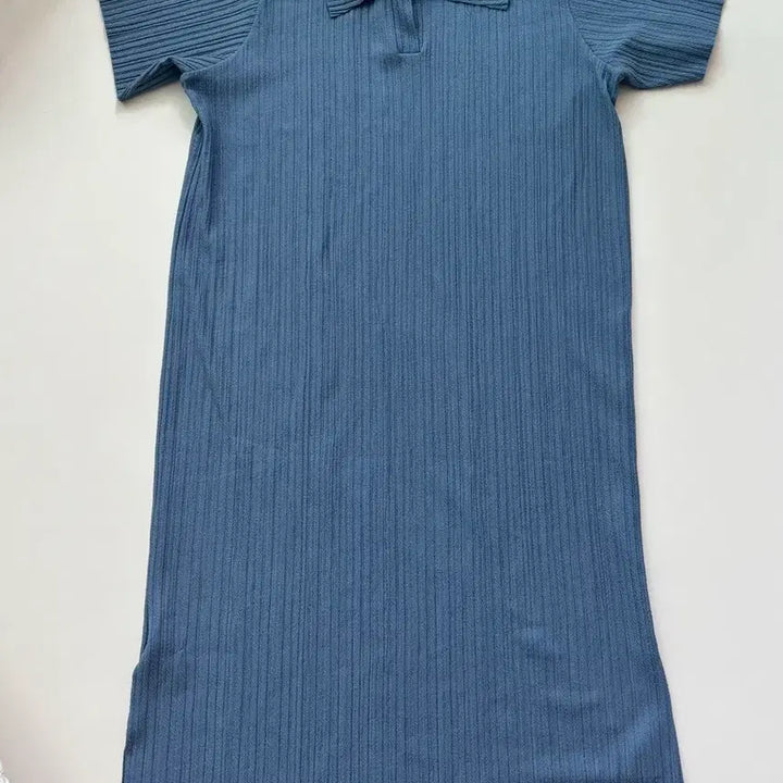 [BUNJANG] Blue Pleated Short-Sleeve Dress (Maternity Friendly) / 블루 플리츠 반팔 원피스 (임부복가능)