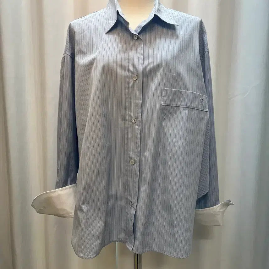 [BUNJANG] TIME 2024 Stripe Shirt (Size F) / ㄴ한섬 타임 TIME 2024년 스트라이프 셔츠 F 미착용 보관 여곳