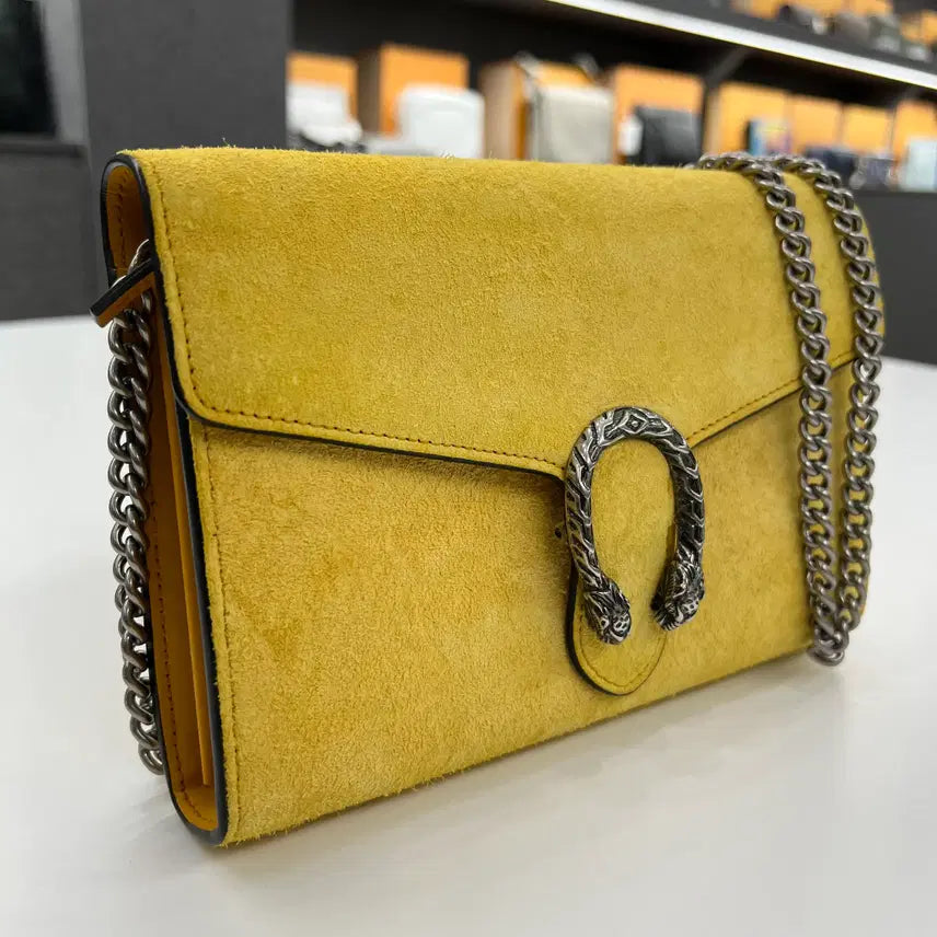 [BUNJANG] Gucci Dionysus Suede Chain Bag Mini Yellow / [ 정품 ] 구찌 스웨이드 디오니소스 체인백 미니