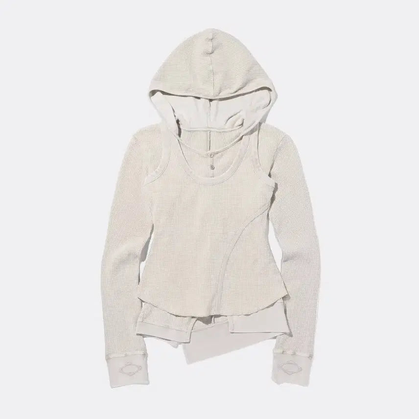 [BUNJANG] Mischief Layered Waffle Hoodie Set Bleached Beige / 미스치프 레이어드 와플 후드 세트 블리치드 베이지