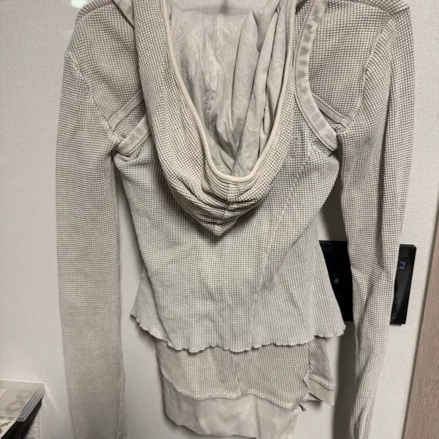 [BUNJANG] Mischief Layered Waffle Hoodie Set Bleached Beige / 미스치프 레이어드 와플 후드 세트 블리치드 베이지