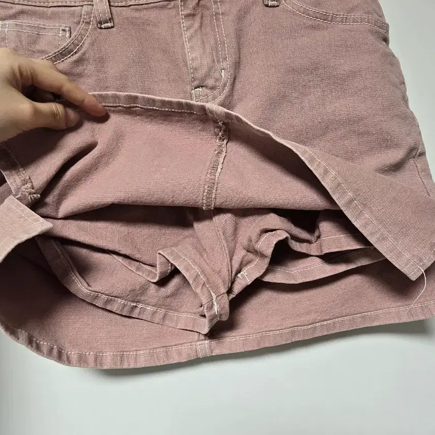 [BUNJANG] Pink Denim Mini Skirt / 핑크 데님 미니스커트