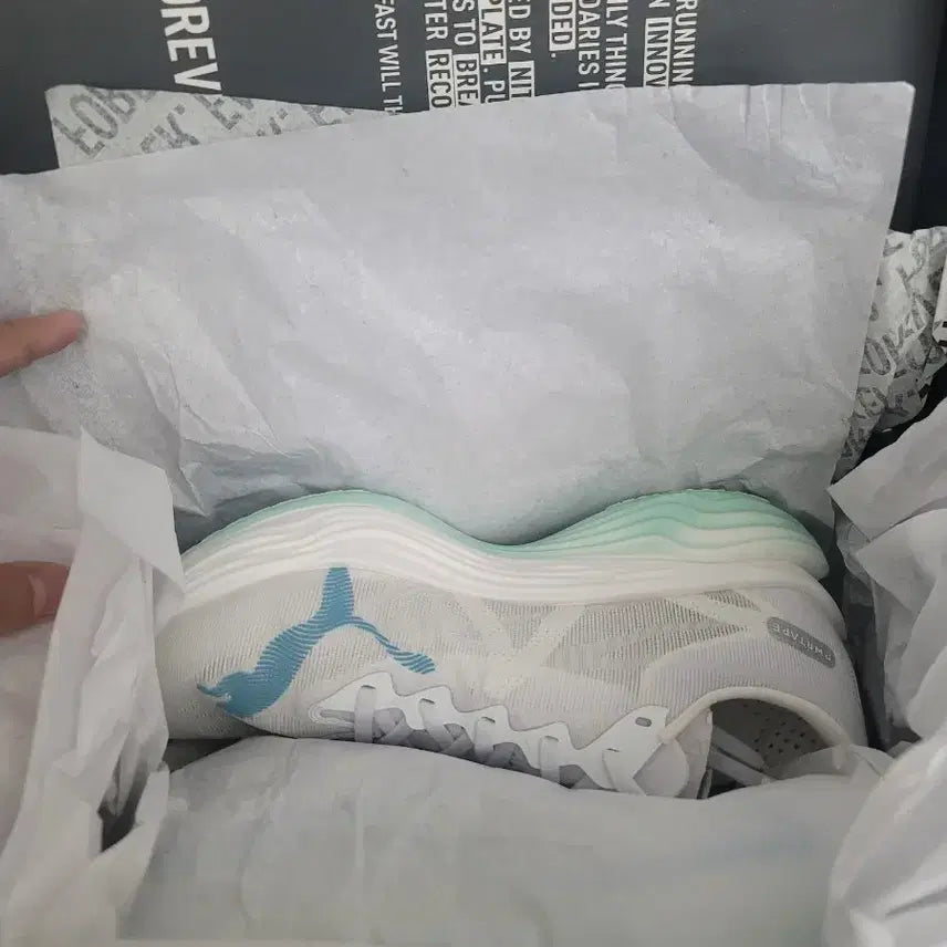 [BUNJANG] Puma Nitro Elite 3 Running Shoes - White/Speed Blue, Size 260 / (새제품)푸마 니트로엘리트3(디나엘) 화이트/스피드블루 260