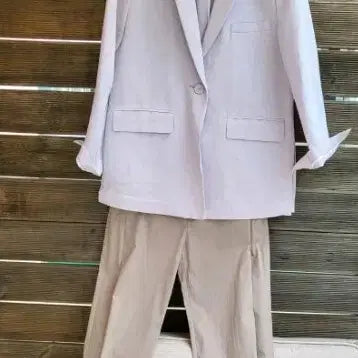 [BUNJANG] Sandro Linen Oversized Suit Set / (새제품세트50만원대->5만8천)고급여성 오버사이즈 린넨수트 산드로자켓