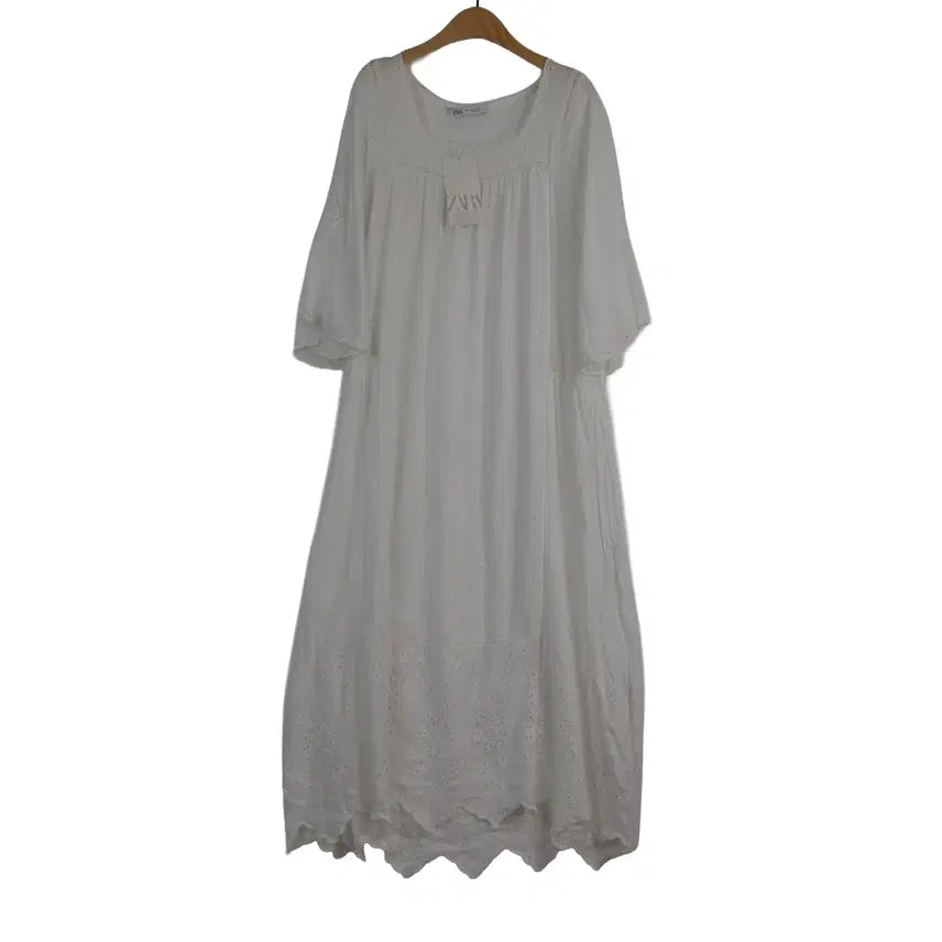 [SOLD OUT] 자라 ZARA 정품 자수 레이스 롱 원피스 XS 새상품 화이트 보헤미안