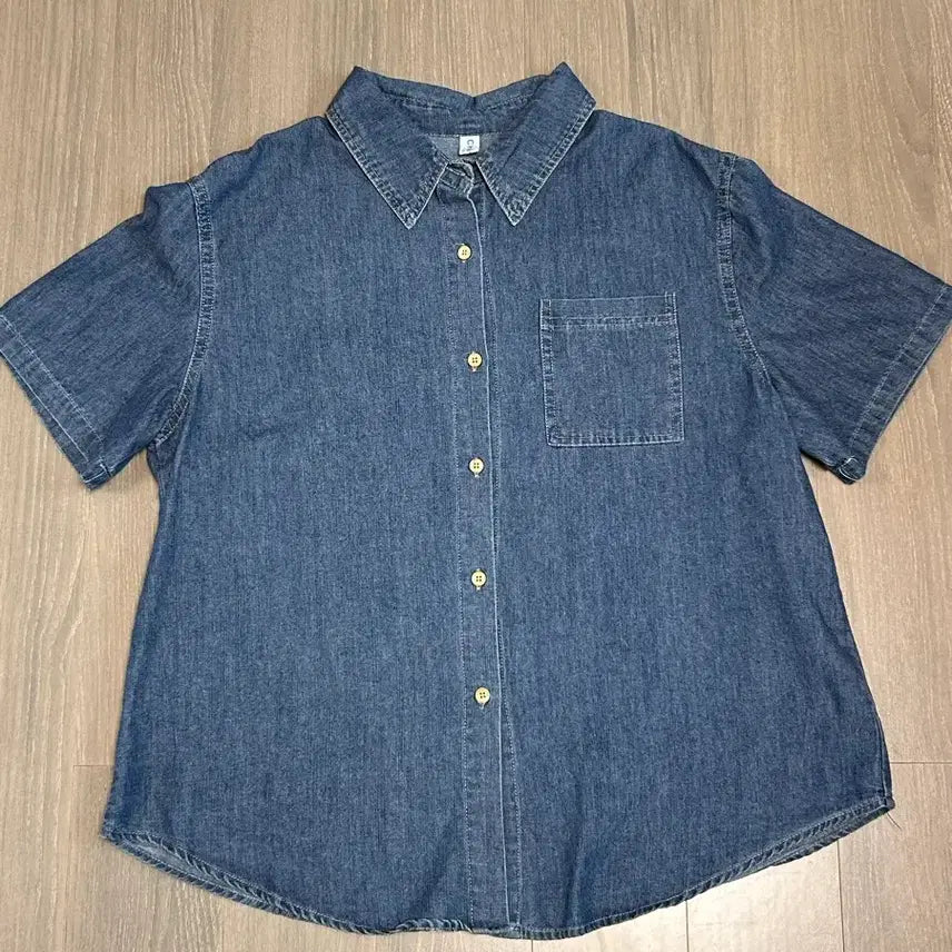 [BUNJANG] Denim Half-Sleeve Shirt / 에이블리 청셔츠 데님 반팔셔츠