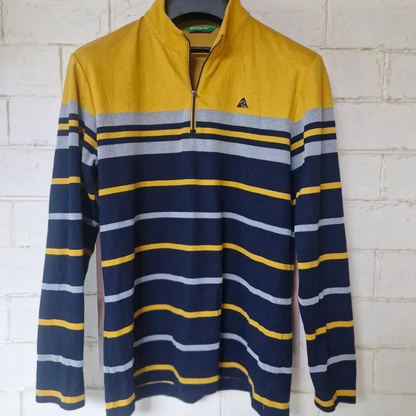 [BUNJANG] GREENJOY Stripe Long Sleeve T-Shirt Yellow / GREENJOY 스트라이프 긴팔 티셔츠 옐로우