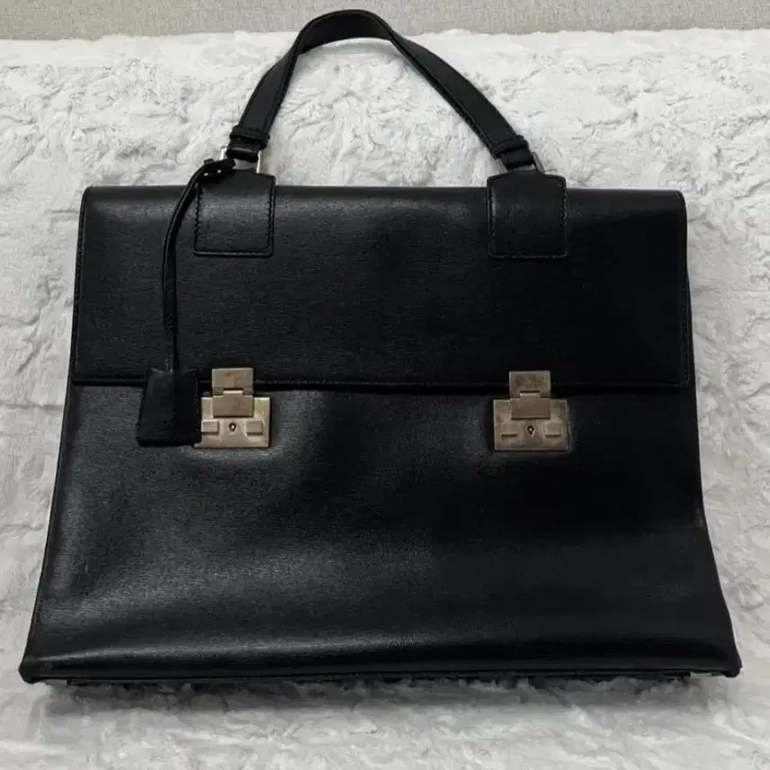 [BUNJANG] Gucci Black Leather Briefcase Bag / 구찌 블랙 레더 브리프케이스백
