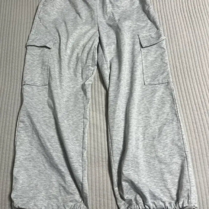 [BUNJANG] Cargo Wide Training Pants - Grey / 카고 그레이 와이드 트레이닝 바지