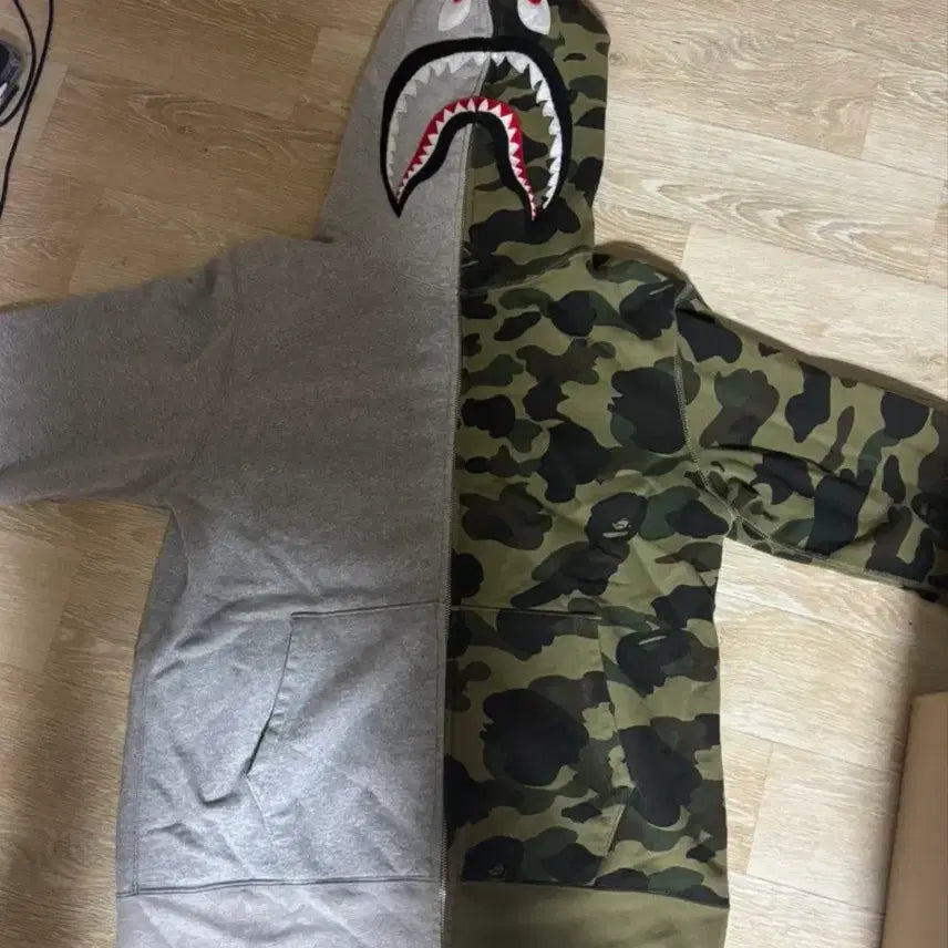 [BUNJANG] BAPE Asura Shark Hoodie Green / 베이프 아수라 샤크후드 녹계 정품
