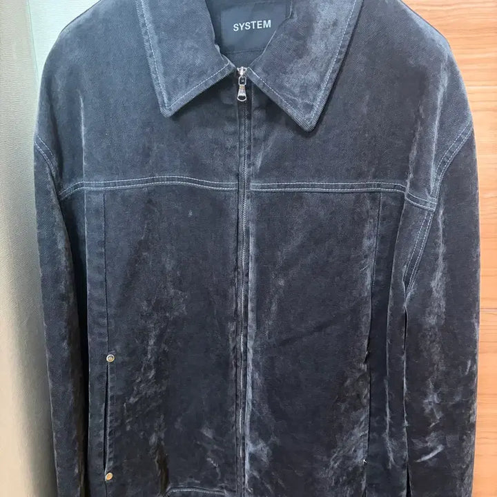 [BUNJANG] System Homme 25FW Velvet Flocking Denim Blouson Jacket Dark Grey / 시스템옴므 25fw 벨벳 플로킹 데님 블루종 자켓 다크그레이 105
