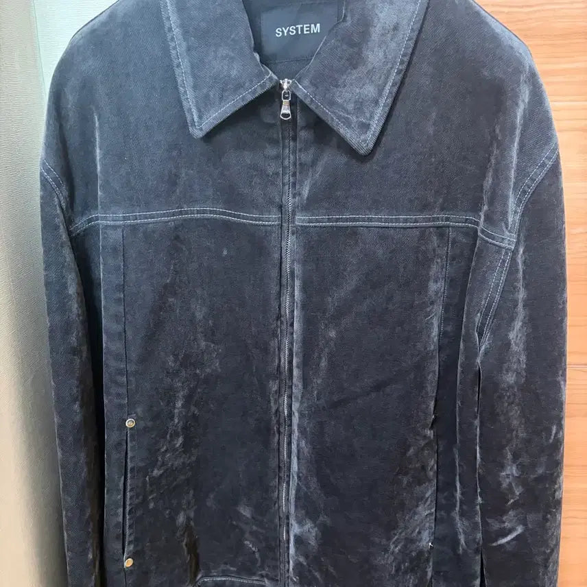 [BUNJANG] System Homme 25FW Velvet Flocking Denim Blouson Jacket Dark Grey / 시스템옴므 25fw 벨벳 플로킹 데님 블루종 자켓 다크그레이 105