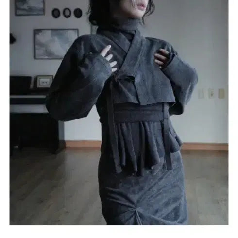 [BUNJANG] Gosun Cropped Jeogori Herenbone Cardigan / (미사용 새상품)한땀한땀 [고선]저고리