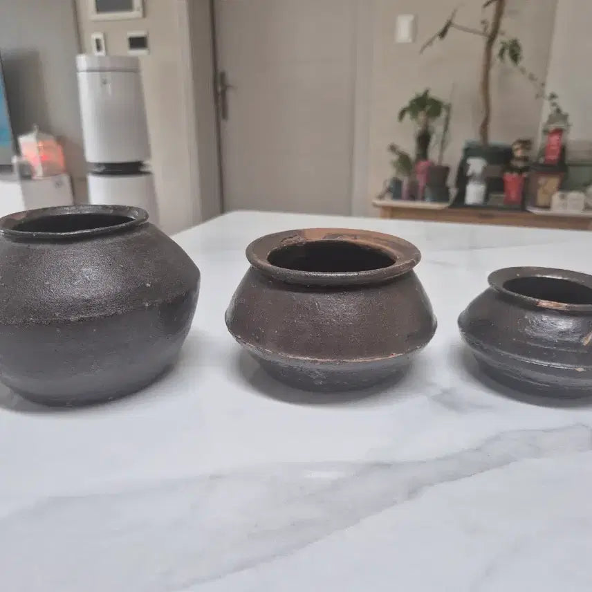 [BUNJANG] Vintage Onggi Small Jar Set (Large, Medium, Small) / 조막단지/꼬막단지  대 , 중 , 소  세트