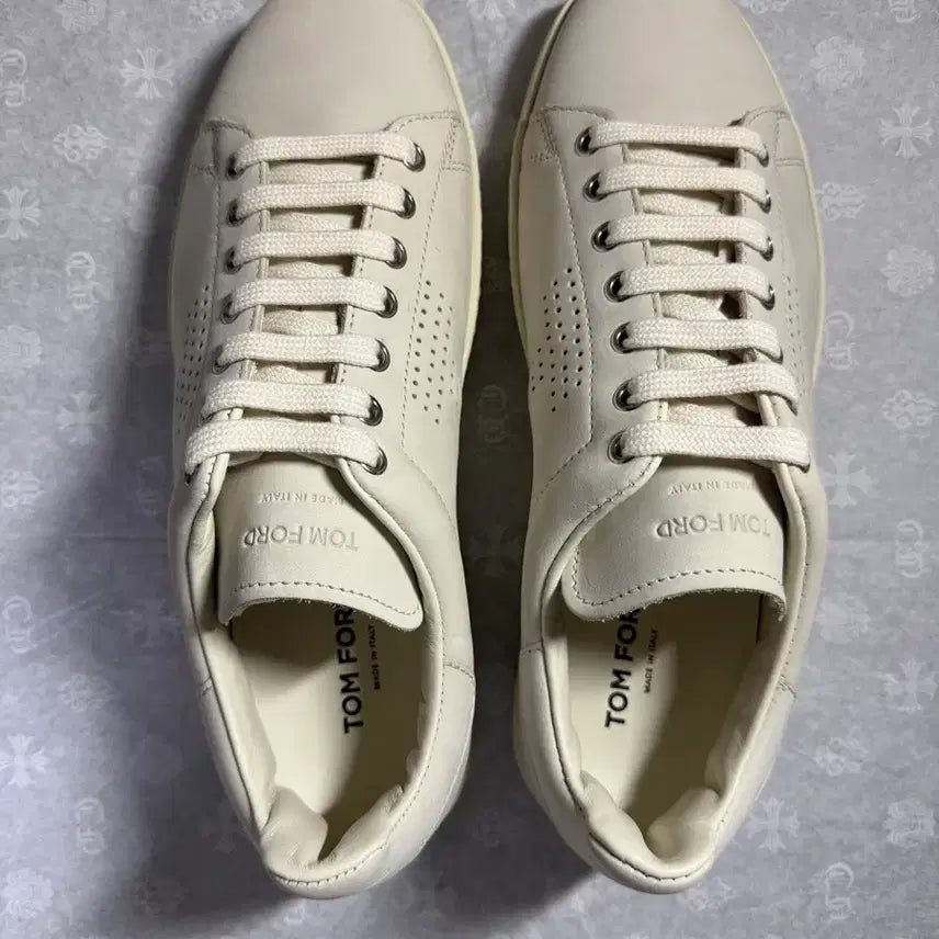 [BUNJANG] Tom Ford Warwick Leather Sneakers Marble Cream Size 7.5 / [7.5] 톰포드 워릭 레더 스니커즈