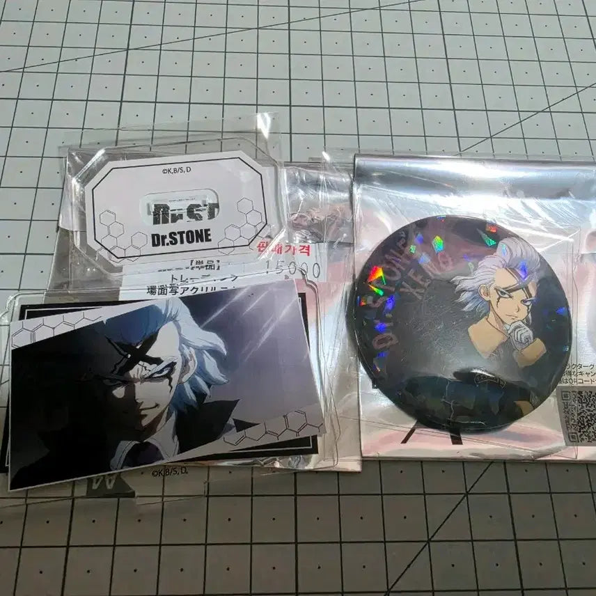 [BUNJANG] Dr. Stone Gen Official Acrylic Stand &amp; Can Badge Set / 닥터스톤 제노 아크릴 스탠드&amp;캔뱃지
