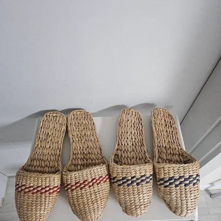 [BUNJANG] 2 Pairs of Seagrass Striped Slippers / 왕골 슬리퍼 두켤레