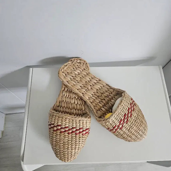 [BUNJANG] 2 Pairs of Seagrass Striped Slippers / 왕골 슬리퍼 두켤레