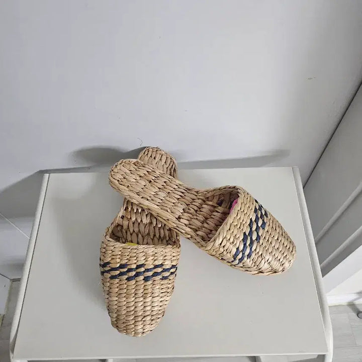 [BUNJANG] 2 Pairs of Seagrass Striped Slippers / 왕골 슬리퍼 두켤레