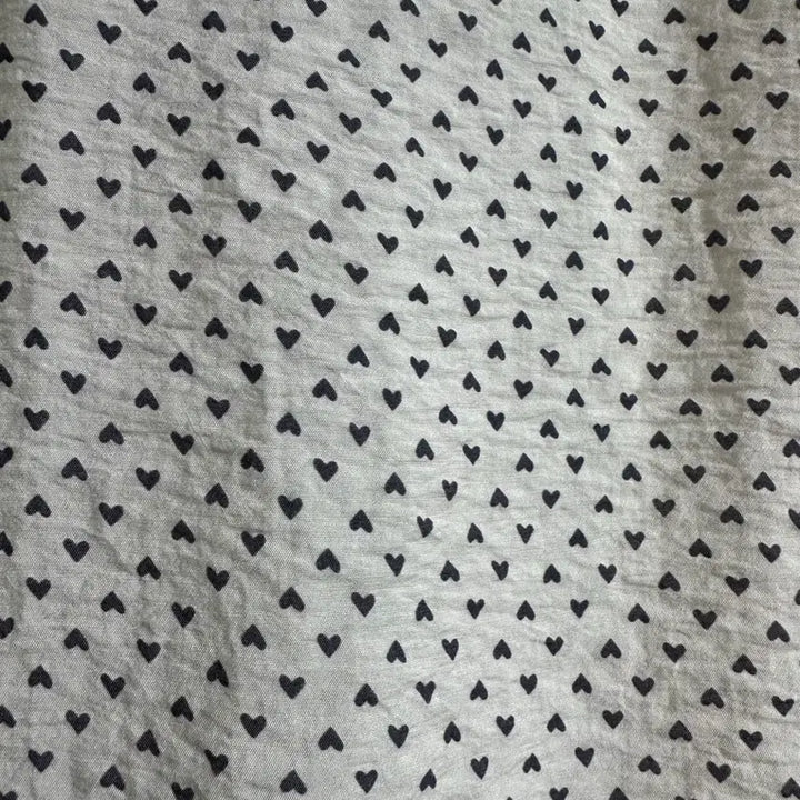 [BUNJANG] Navy Collar Heart Pattern Long Sleeve Blouse / 하트 패턴 블라우스 긴팔 카라넥