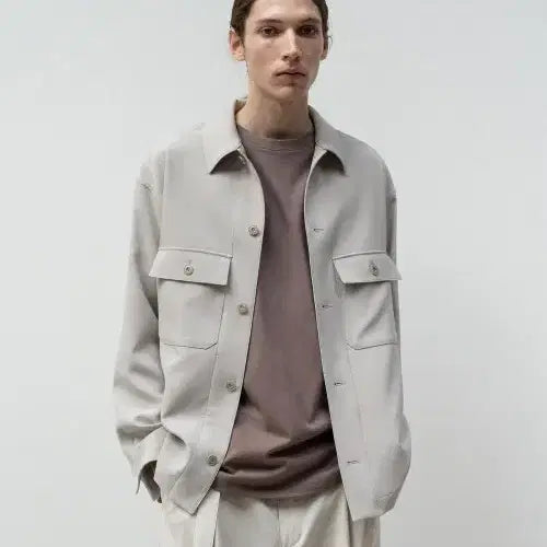 [BUNJANG] In Silence Drape Shirt Jacket Cream / 인사일런스 드레이프 셔츠 자켓 크림색
