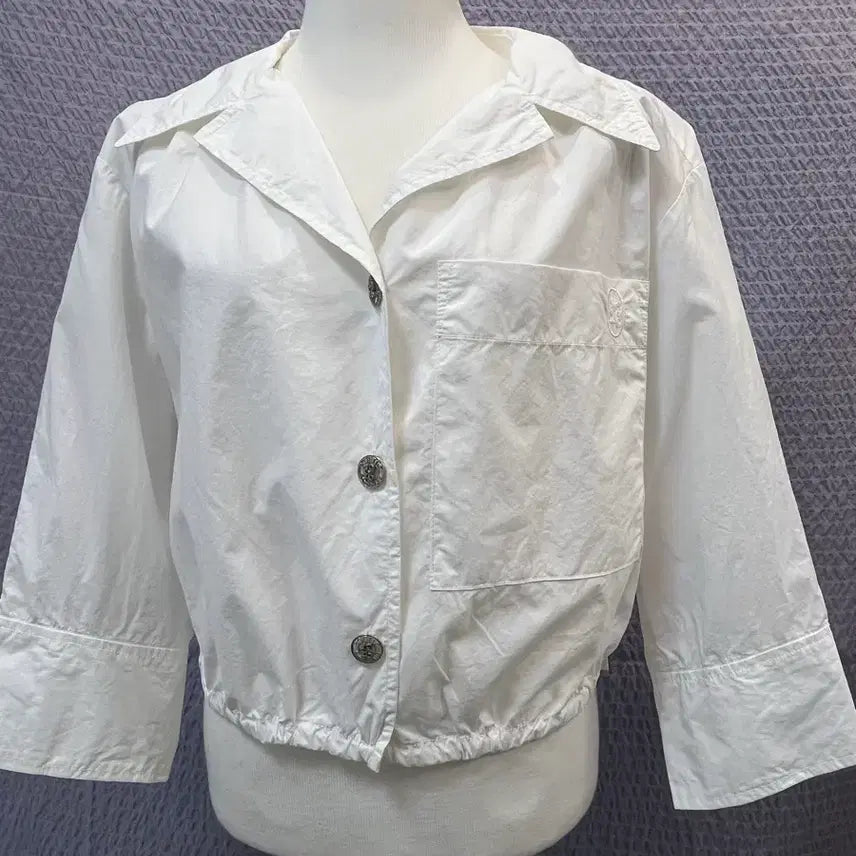 [BUNJANG] TIME Open Collar Pocket Shirt White / 네고사절 한섬 TIME 오픈카라 포켓 셔츠 화이트 82 / 정품 상태좋음