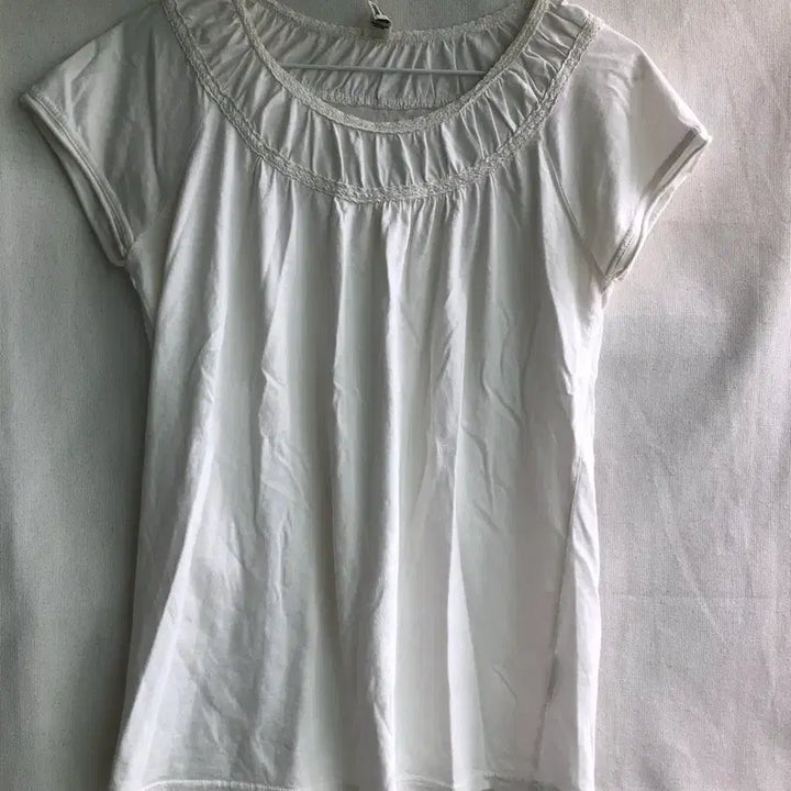 [BUNJANG] Vintage Mori Girl White Lace Neck Blouse / 빈티지 모리걸 화이트 레이스 넥 블라우스