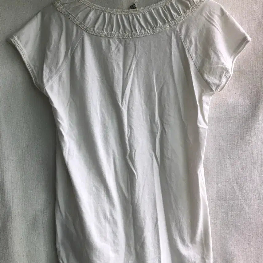 [BUNJANG] Vintage Mori Girl White Lace Neck Blouse / 빈티지 모리걸 화이트 레이스 넥 블라우스