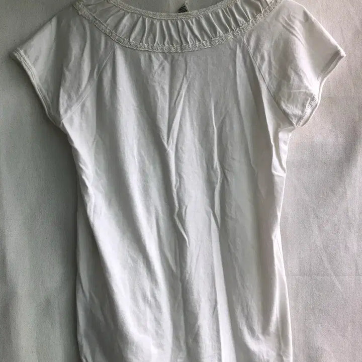 [BUNJANG] Vintage Mori Girl White Lace Neck Blouse / 빈티지 모리걸 화이트 레이스 넥 블라우스