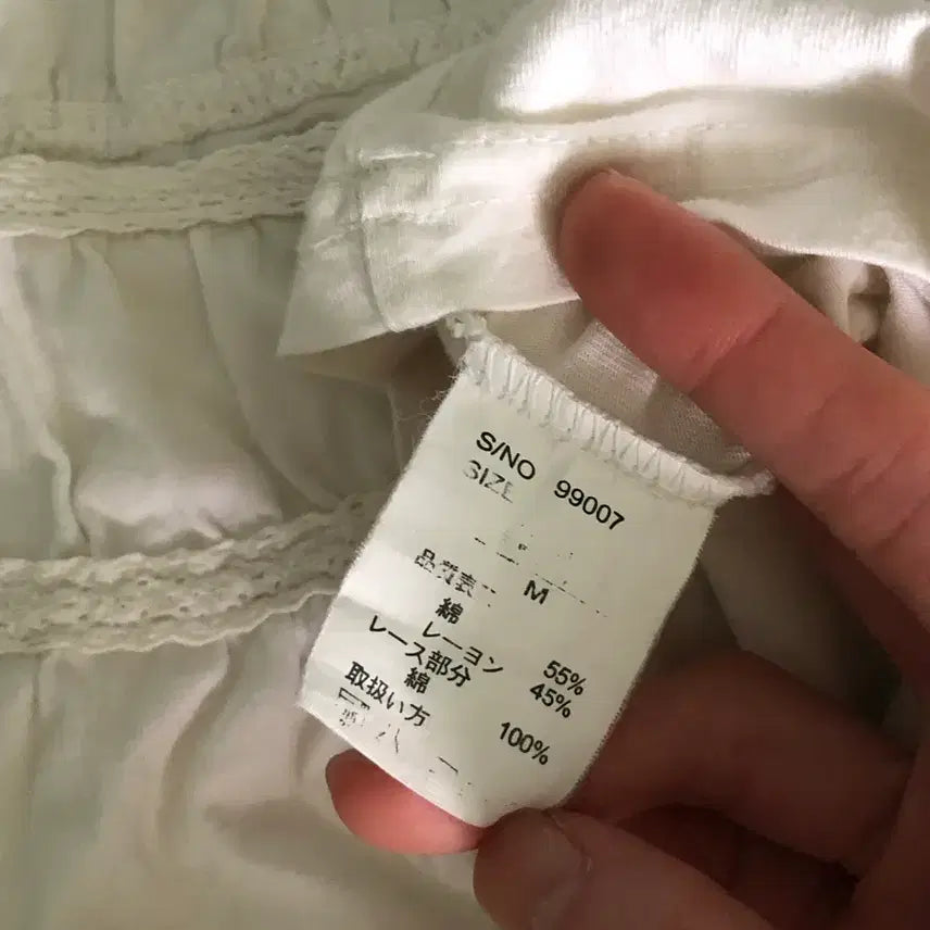 [BUNJANG] Vintage Mori Girl White Lace Neck Blouse / 빈티지 모리걸 화이트 레이스 넥 블라우스