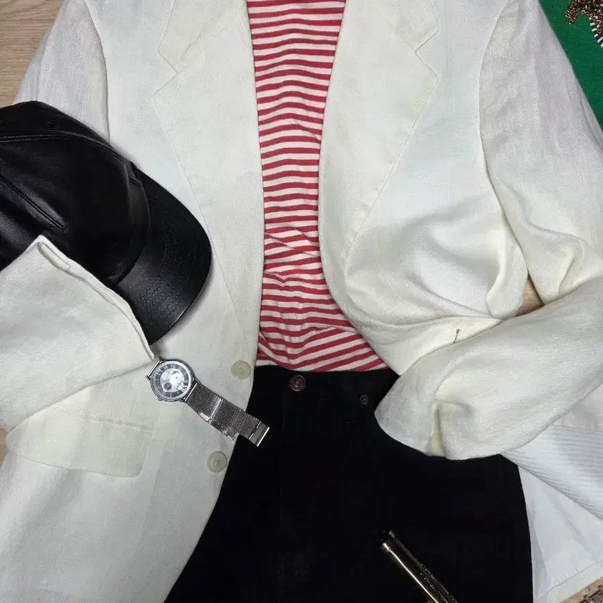 [BUNJANG] ZARA Linen Blazer Cream White Size 52 / (새상품)자라 화이트크림 린넨 블레이저 자켓 수트