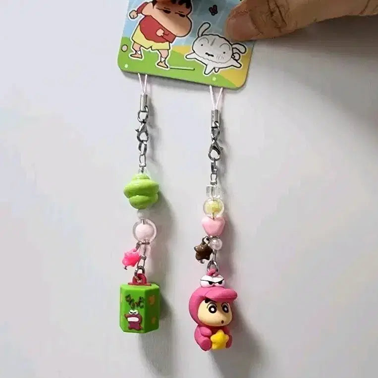 [BUNJANG] Crayon Shin-chan Beaded Strap Keychain Set (2 Types) / (정품)짱구 비즈 스트랩 키링 2종 세트