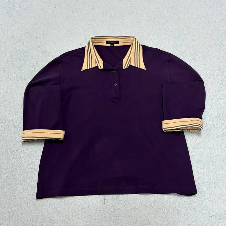 [BUNJANG] Burberry Purple Collar Neck T-shirt / 95) 버버리 여성 퍼플 카라넥 티셔츠