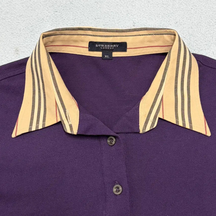 [BUNJANG] Burberry Purple Collar Neck T-shirt / 95) 버버리 여성 퍼플 카라넥 티셔츠