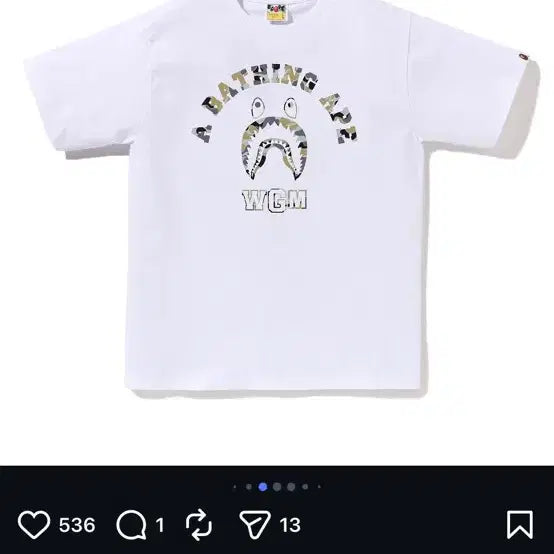 [BUNJANG] BAPE Shark College T-Shirt XL / 베이프 샤크 컬리지 반팔 티셔츠 XL사이즈