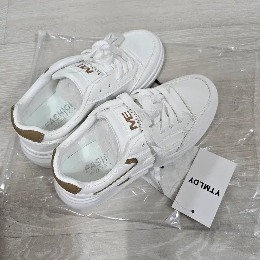 [BUNJANG] YTMALY White/Khaki Fashion Sneakers - Size 230 / 화이트 패션 스니커즈 운동화 230