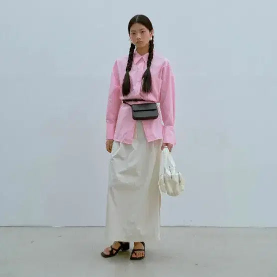 [BUNJANG] Ethos String Slit Skirt Ivory M / 에토스 스트링 슬릿 스커트 아이보리m(새상품)