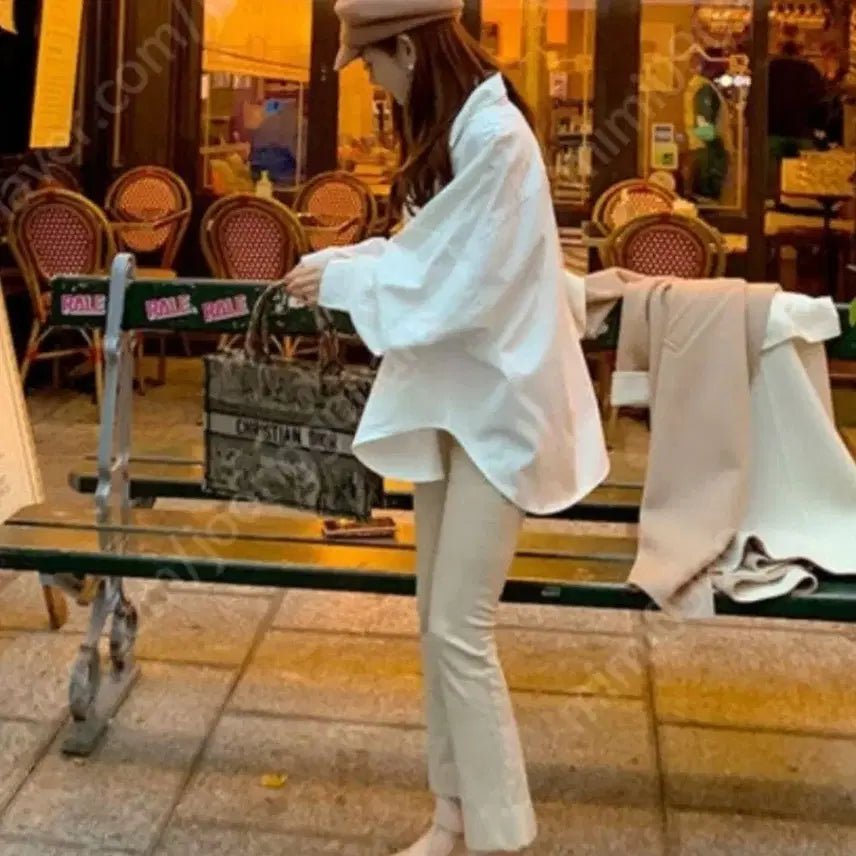 [BUNJANG] Light Beige Semi Bootcut Slacks Pants / 연베이지 세미 부츠컷 슬랙스 바지 오피스룩