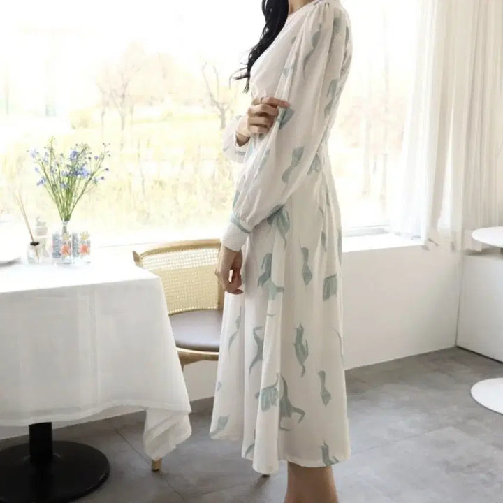 [BUNJANG] Mint Pattern Pintuck Long Dress / [새상품]민트패턴 핀턱 롱드레스