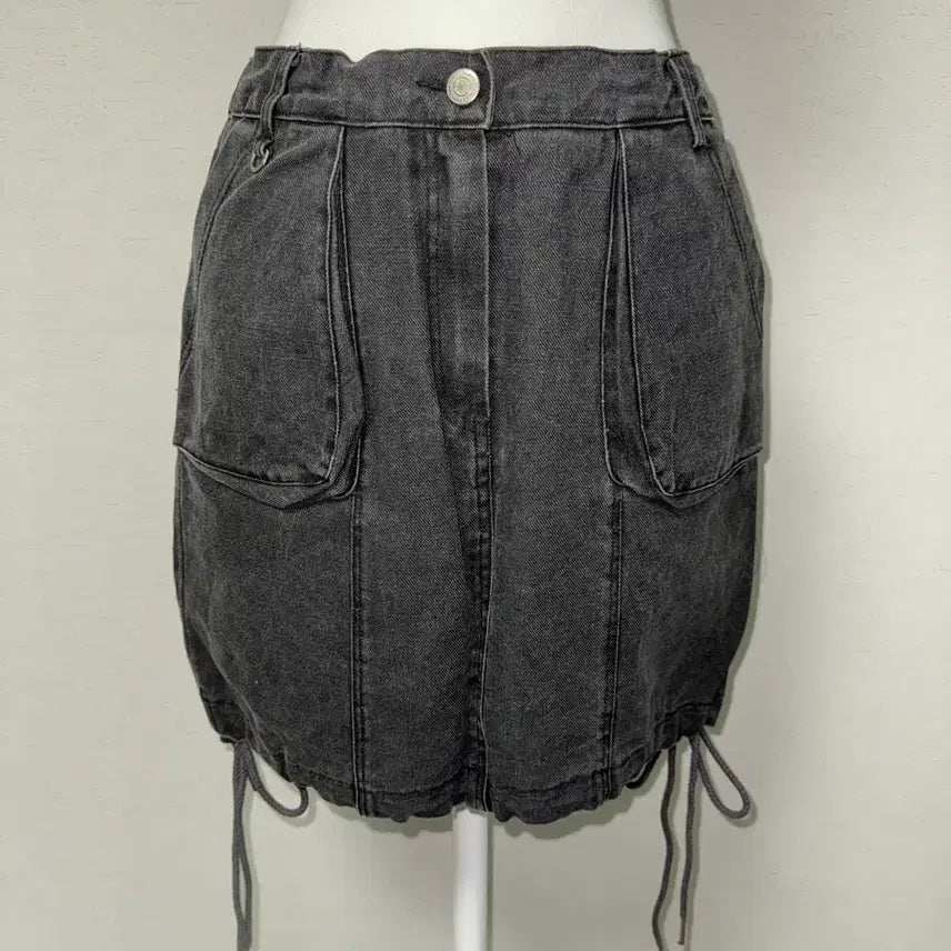 [BUNJANG] Cargo Denim Mini Skirt Charcoal / 카고 데님 미니스커트 차콜 (2컬러)