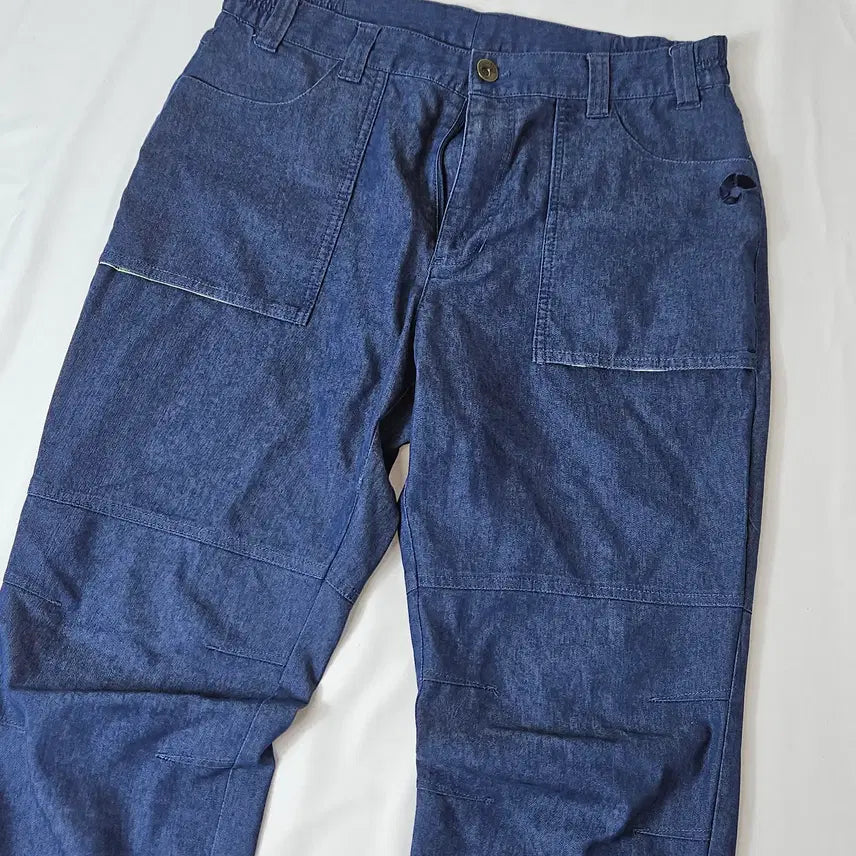 [BUNJANG] NEPA Indigo Blue Cargo Tough Denim Pants (Size 34) / 네파 인디고 블루 카고 터프데님팬츠 트레이닝 바지 올테크 스포츠 34