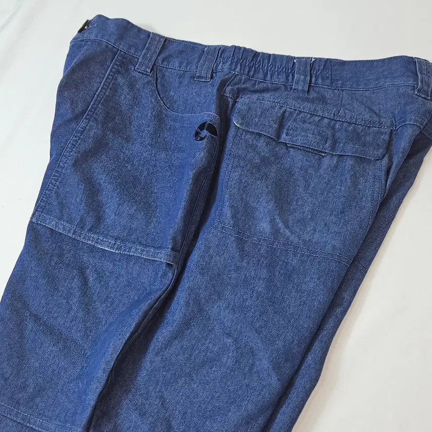 [BUNJANG] NEPA Indigo Blue Cargo Tough Denim Pants (Size 34) / 네파 인디고 블루 카고 터프데님팬츠 트레이닝 바지 올테크 스포츠 34