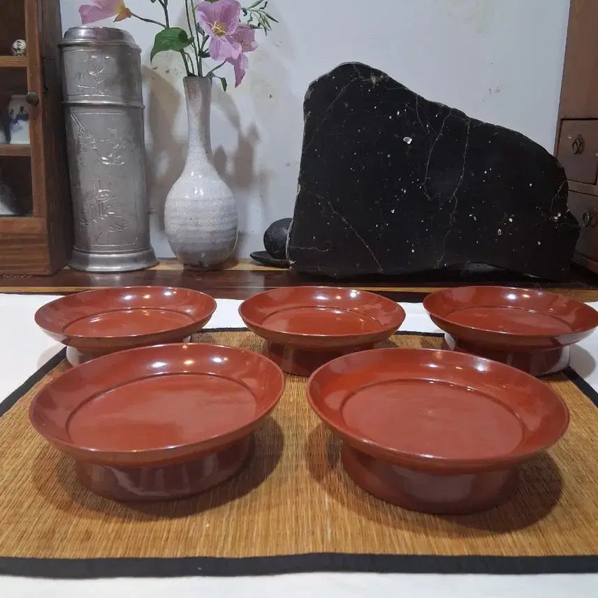 [BUNJANG] Antique Lacquered Wooden Dasik Bowl / 골동품 나무에 주칠  굽높은 다식그릇